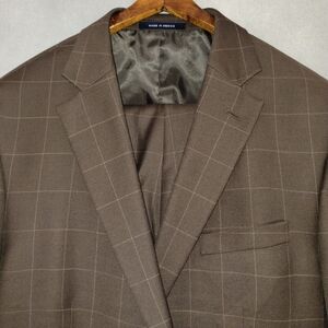 Paul Fredrick Brown Windowpane Suit 48R